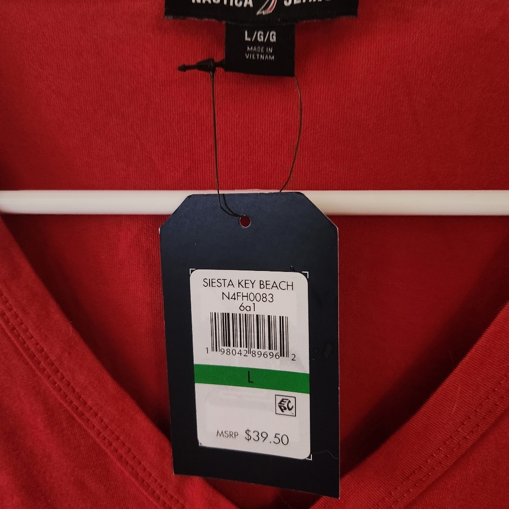 Nautica Red Cream Tank Top with V-Neck - Picture 3 of 3